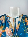 BLUSA CORTA, MANGA LARGA, ESTAMPADO DE FLORES, ELASTICO EN CUELLO