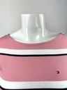 BLUSA CORTA, MANGA 3/4, LISA, TEXTURA RAYAS ROSA, BLANCO, NEGRO 