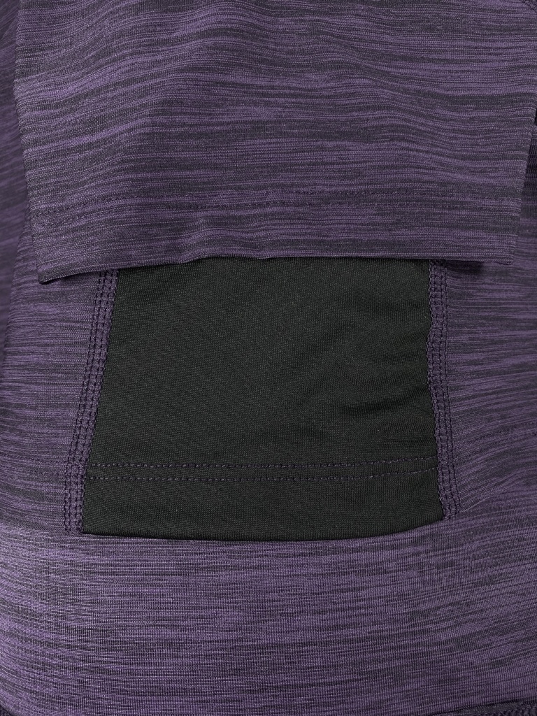 BLUSA DEPORTIVA, MANGA CORTA, LISA, FRANJA NEGRA A LOS LADOS