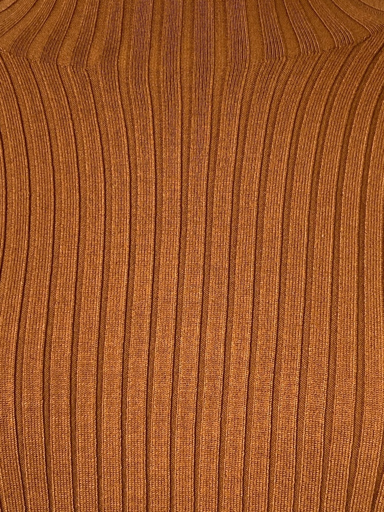 BLUSA CAFÉ MOSTAZA CUELLO ALTO