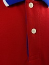 POLO ROJA CON CUELLO AZUL Y FRANJA BLANCA