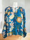 BLUSA CORTA, MANGA LARGA, ESTAMPADO DE FLORES