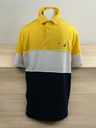 PLAYERA POLO, FRANJAS AMARILLA, BLANCO Y AZUL