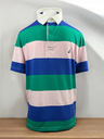 PLAYERA POLO, MANGA CORTA, FRANJAS VERDE, ROSA, AZUL