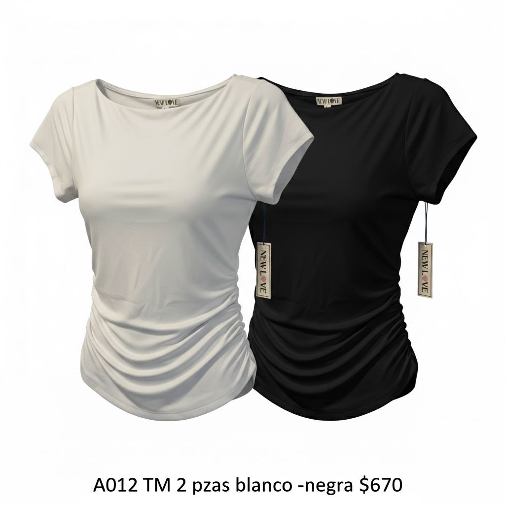 BLUSAS CON RESORTE A LOS COSTADOS BLANCO Y NEGRO