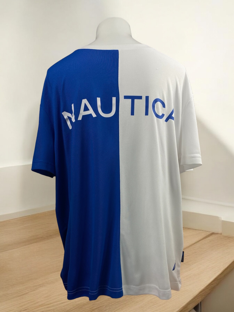 PLAYERA MANGA CORTA FRANJAS AZUL Y BLANCO