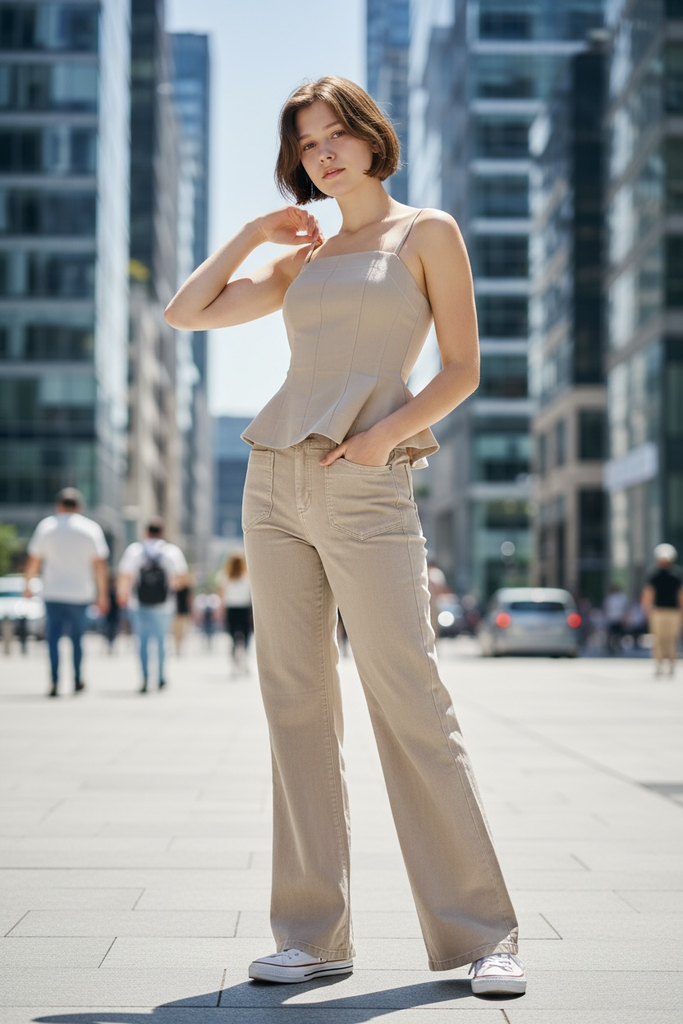 BLUSA GABARDINA CON TIRANTES