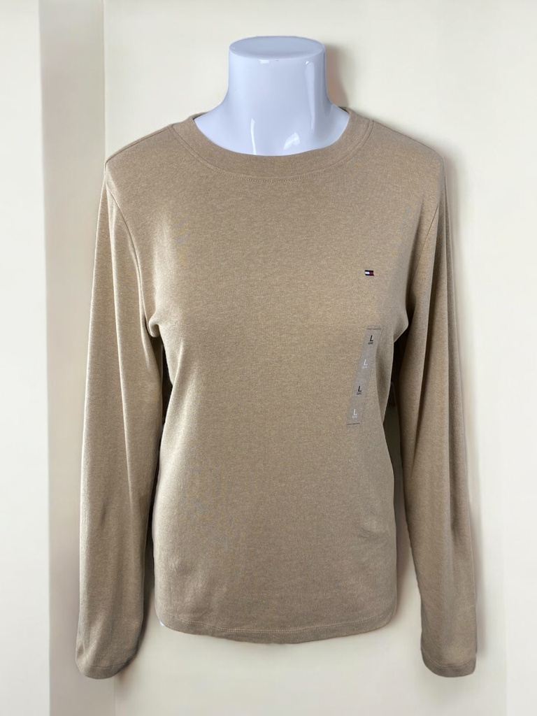 BLUSA, CUELLO REDONDO, MANGA LARGA, ESTAMBRE DE PUNTO