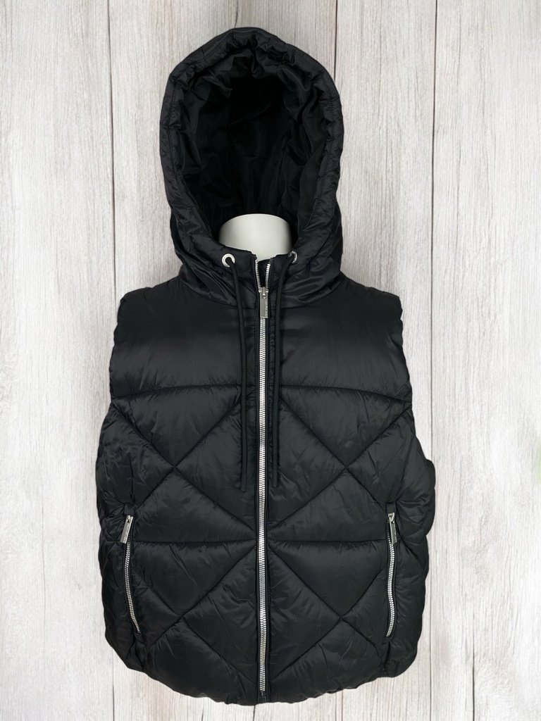 CHALECO DAMA CON GORRO BOLSAS Y CIERRES 