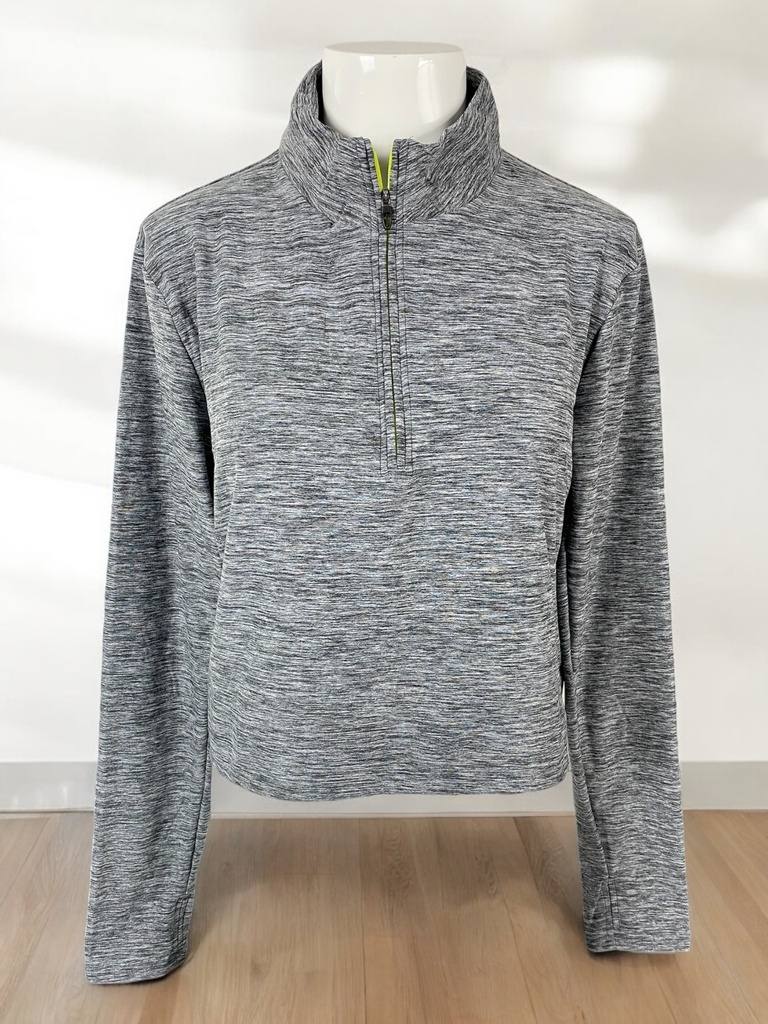 SUDADERA GRIS DEPORTIVA JASPEADA CON CIERRE 
