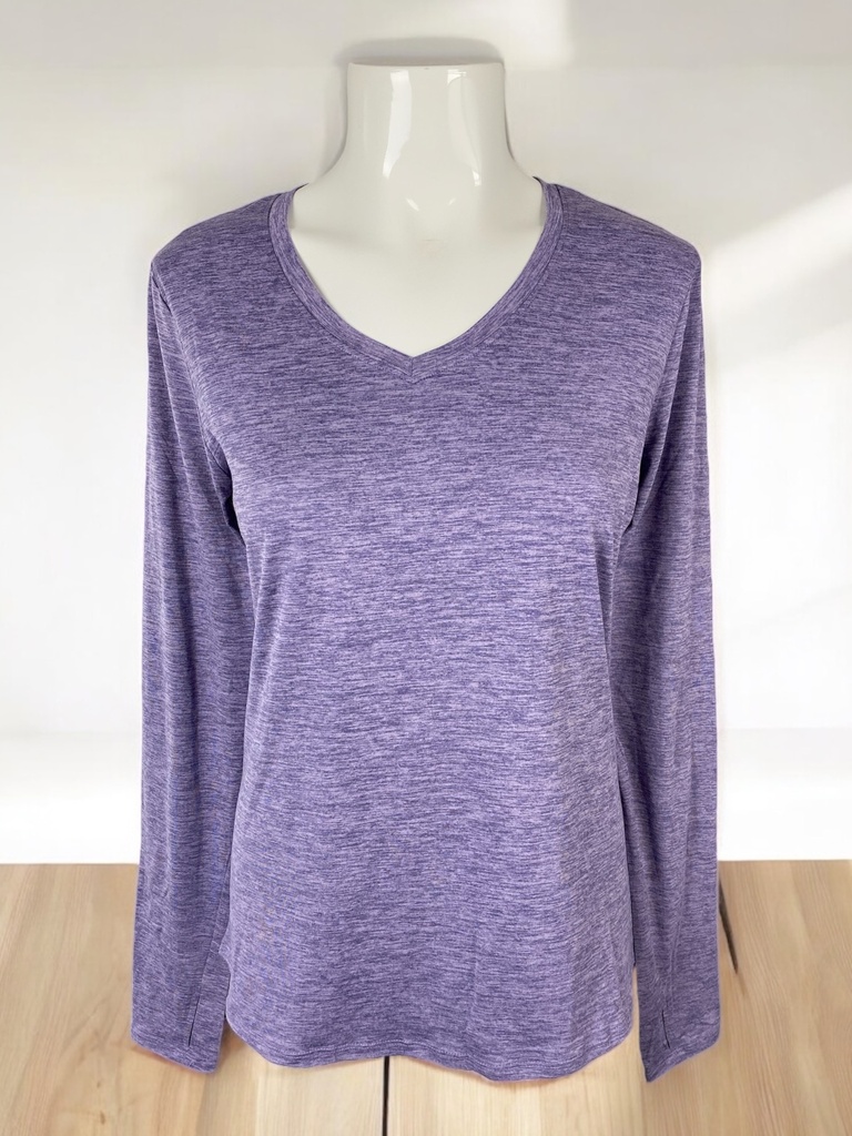 PLAYERA MORADA DEPORTIVA JASPEADA CON MANGA LARGA