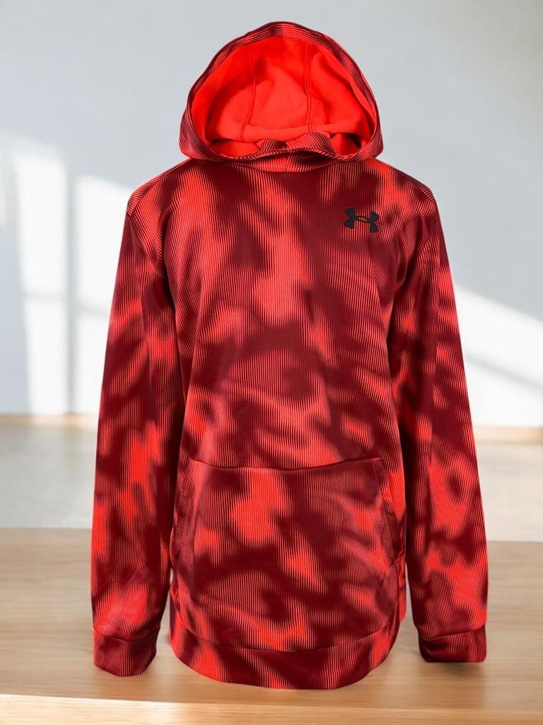 SUDADERA ROJA ESTAMPADA CON RAYAS