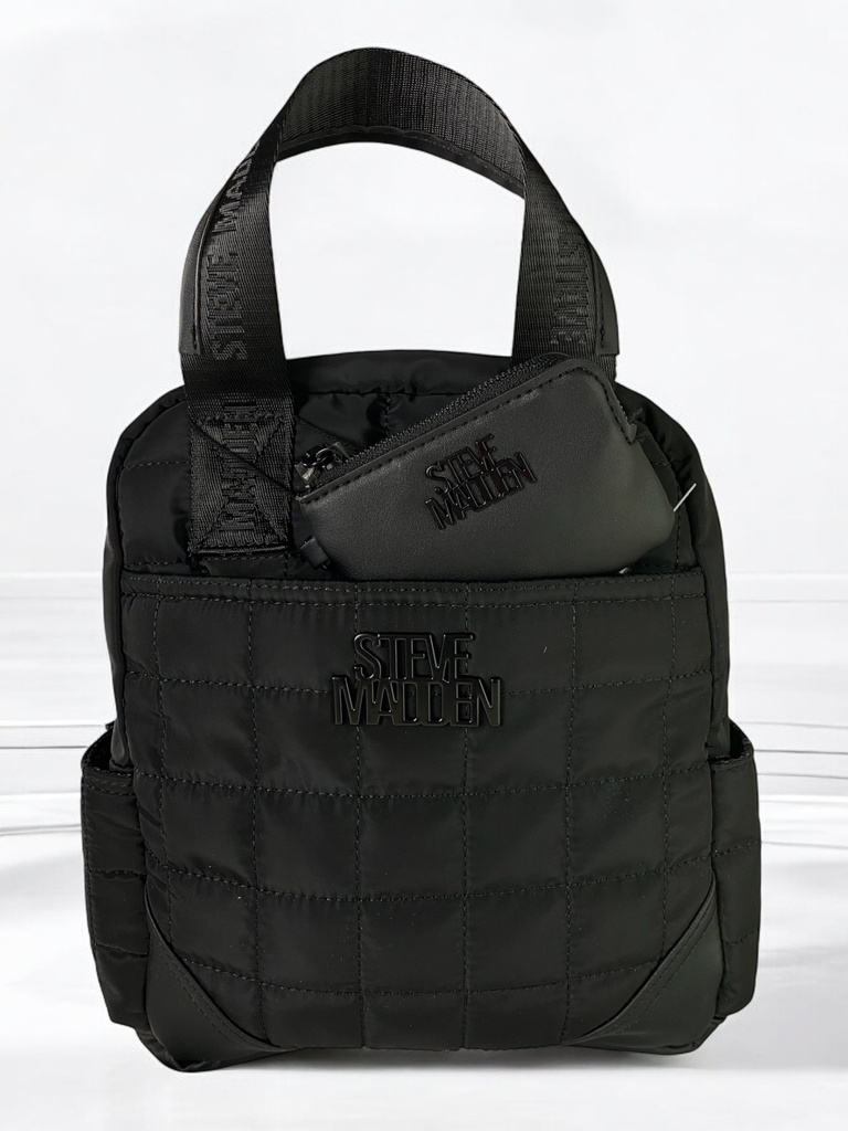 BOLSA TIPO MOCHILA NEGRA CON CIERRE Y MONEDERO