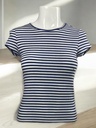 BLUSA CUELLO REDONDO, AZUL CON RAYAS