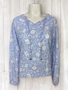BLUSA AZUL CLARO ESTAMPADO FLORES BLANCAS MANGA LARGA