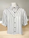 BLUSA BLANCA RAYAS NEGRAS MANGA CORTA CON BOTONES
