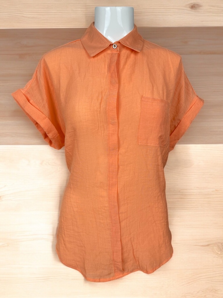 BLUSA NARANJA LISA CON BOTONES