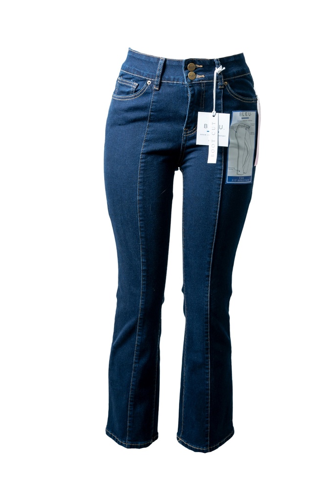 PANTALÓN DE MEZCLILLA ACAMPANADO CON COSTURAS 