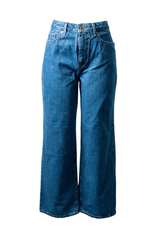 PANTALON DE MEZCLILLA CORTE RECTO Y ANCHO 