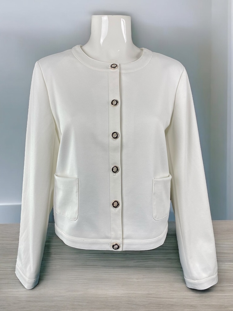 SACO BLANCO CON BOTONES, CUELLO REDONDO