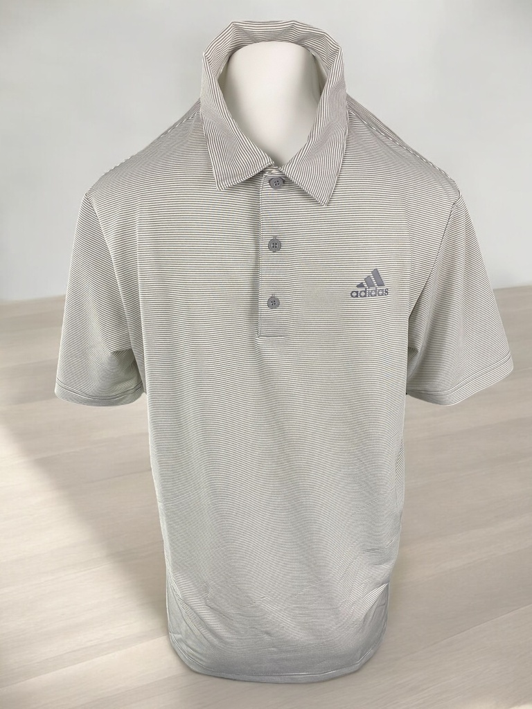 PLAYERA POLO RAYAS GRISES, CUELLO CON BOTONES