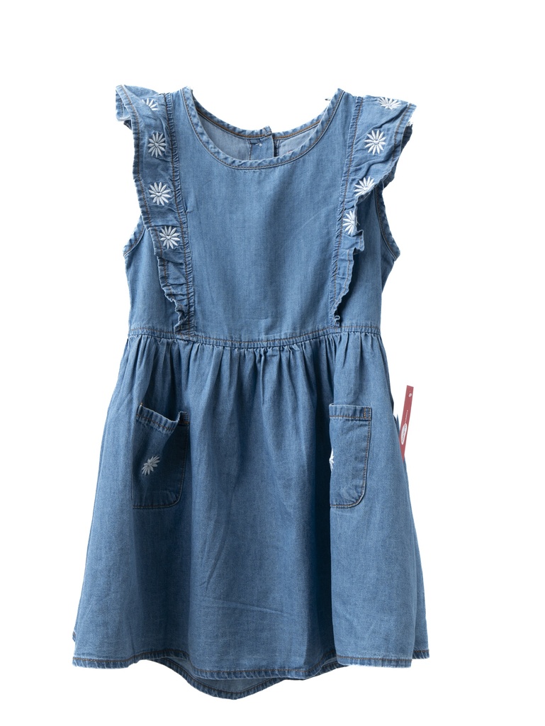 VESTIDO MEZCLILLA CON FLORES BORDADAS