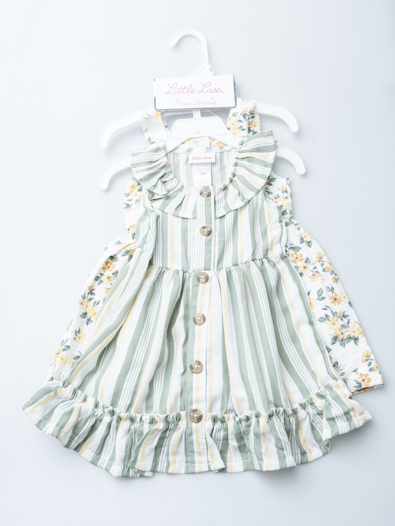 CONJUNTO 2 PIEZAS VESTIDO, VERDE Y FLORES