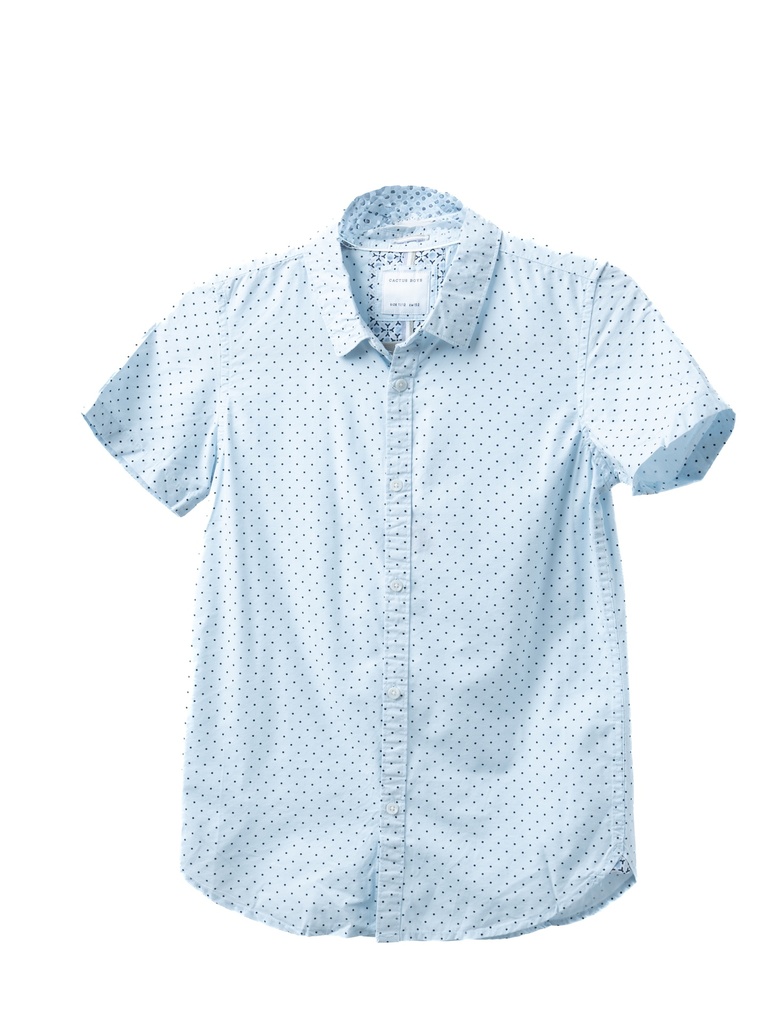 CAMISA NIÑO, AZUL CLARO PUNTOS NEGROS