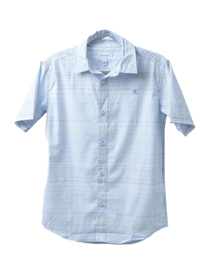 CAMISA NIÑO,RAYAS AZULES CON BOTONES