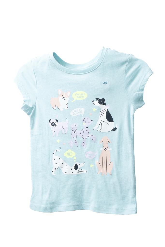 PLAYERA NIÑA, VERDE AGUA DISEÑO PERRITOS