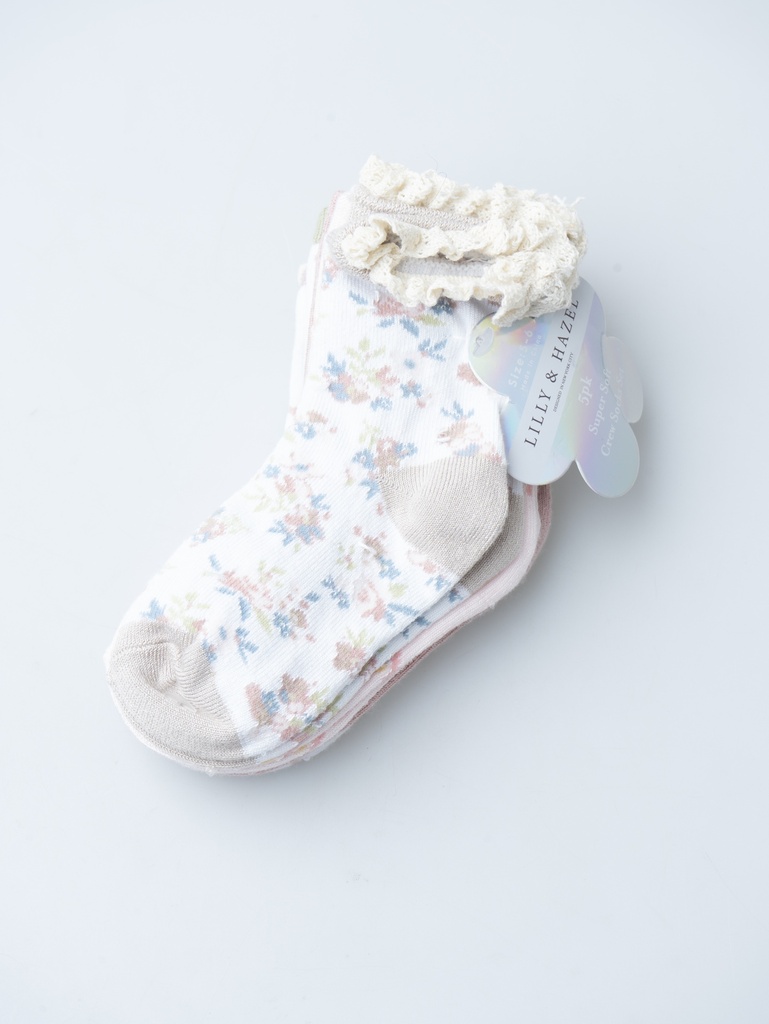 CALCETAS NIÑA, FLOREADAS COLORES PASTEL