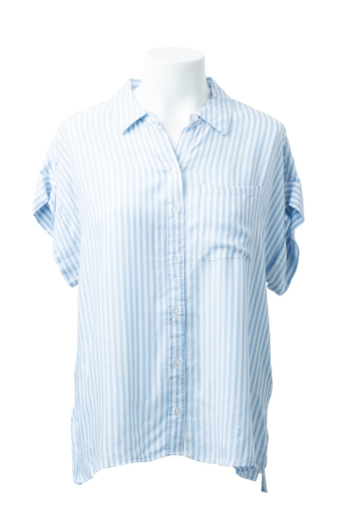CAMISA RAYADA AZUL CIELO Y BLANCO