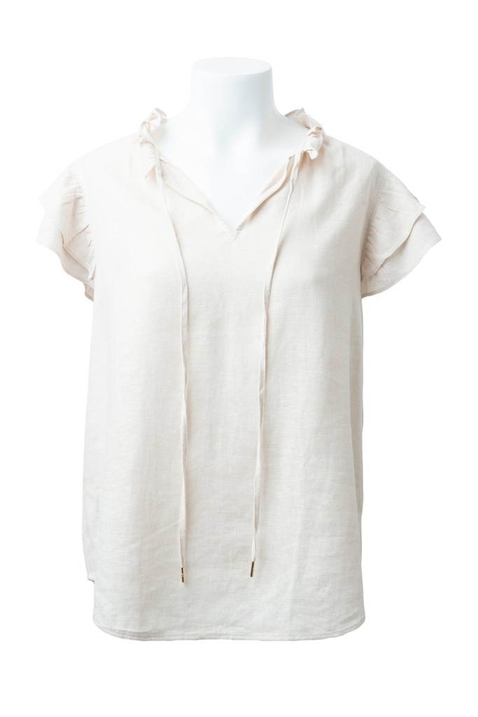 BLUSA BEIGE OLANES CUELLO Y MANGAS