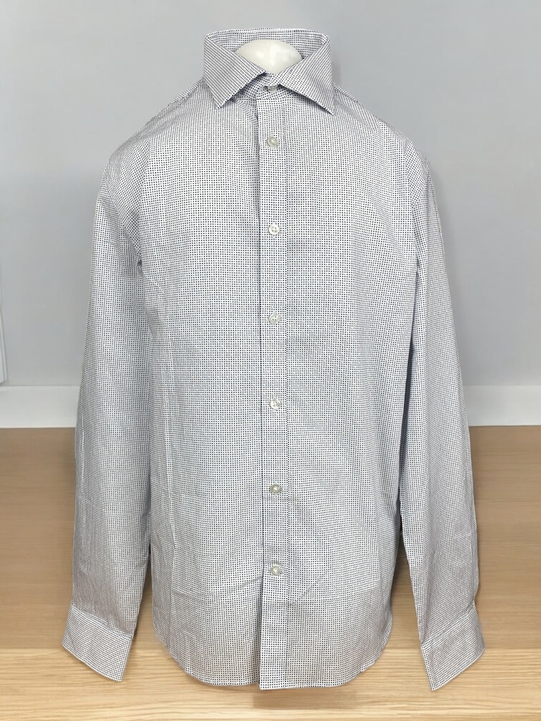 CAMISA PUNTOS AZUL Y GRIS SLIM FIT