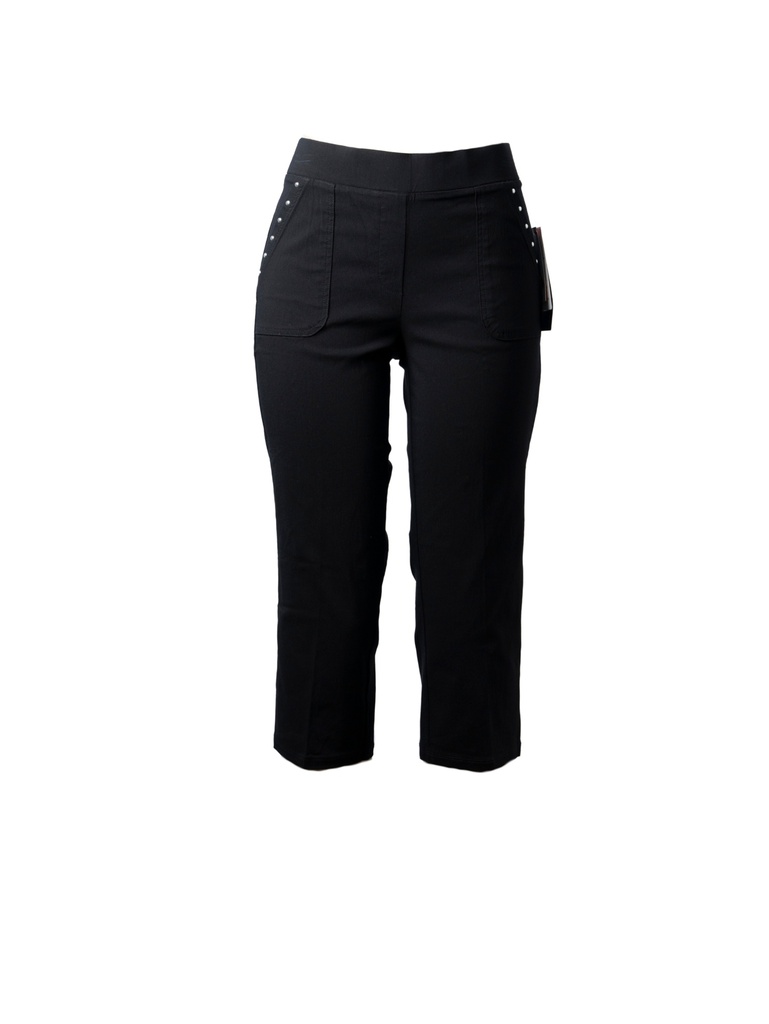 PANTALÓN CAPRI NEGRO APLICACIONES METÁLICAS