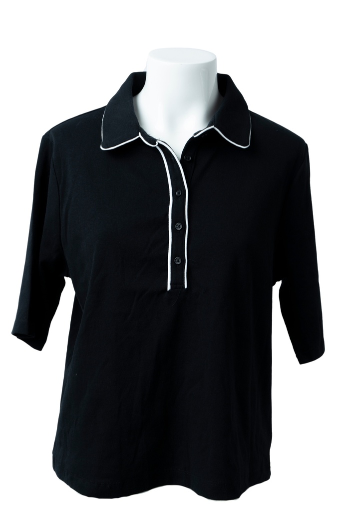 PLAYERA NEGRA CORTA TIPO POLO CON BOTONES 