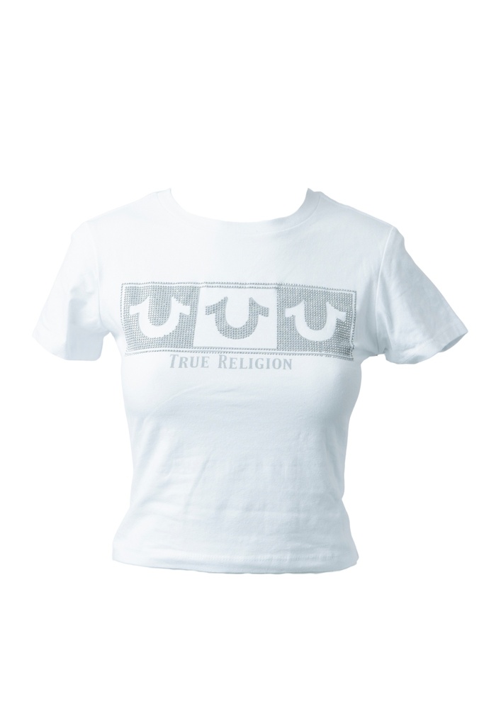 PLAYERA CORTA BLANCA CON DETALLE EN PEDRERÍA