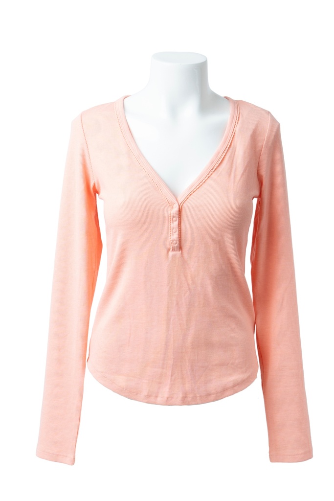 BLUSA COLOR DURAZNO MANGA LARGA 