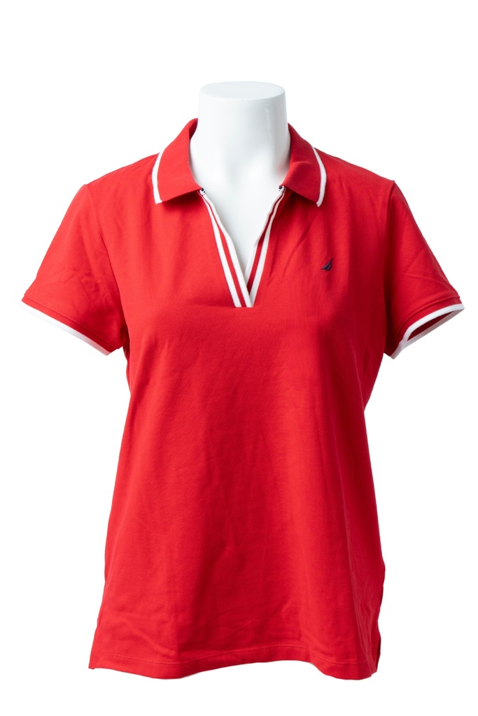 PLAYERA ROJA TIPO POLO DETALLE BLANCO