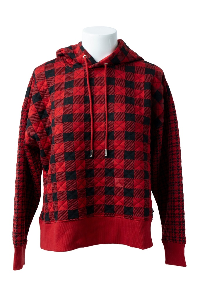SUDADERA ROJA ESTAMPADA EN CUADROS