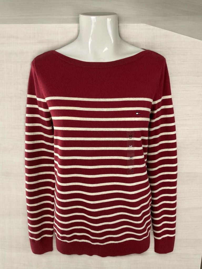 SUETER ROJO CON RAYAS BLANCAS