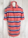 PLAYERA TIPO POLO ROSA CON RAYAS AZUL Y BLANCO