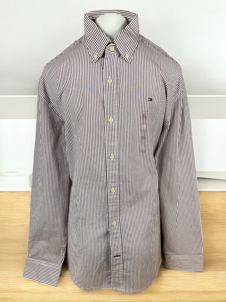 CAMISA BLANCA RAYAS CAFE