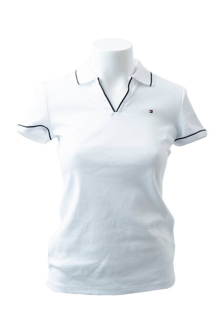 PLAYERA BLANCA TIPO POLO FILO EN NEGRO