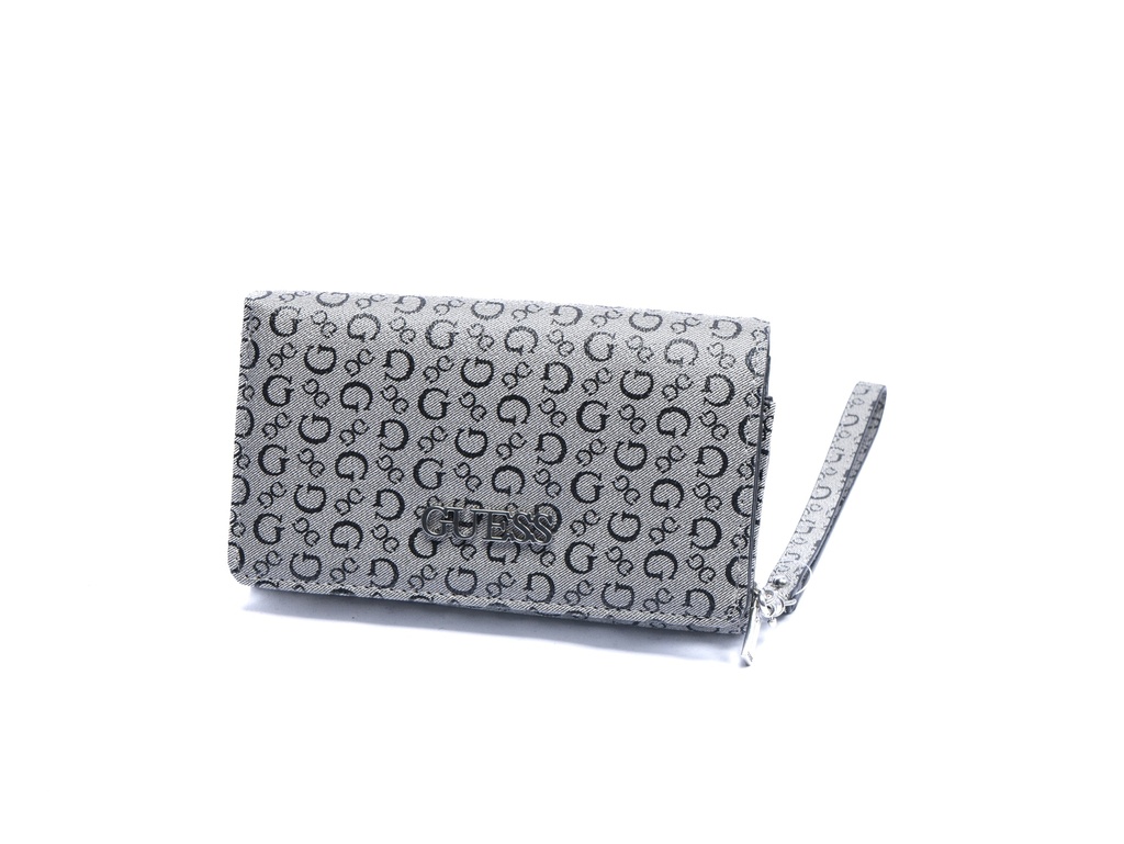 CARTERA GRIS LOGO PLATEADO BROCHE DE IMAN
