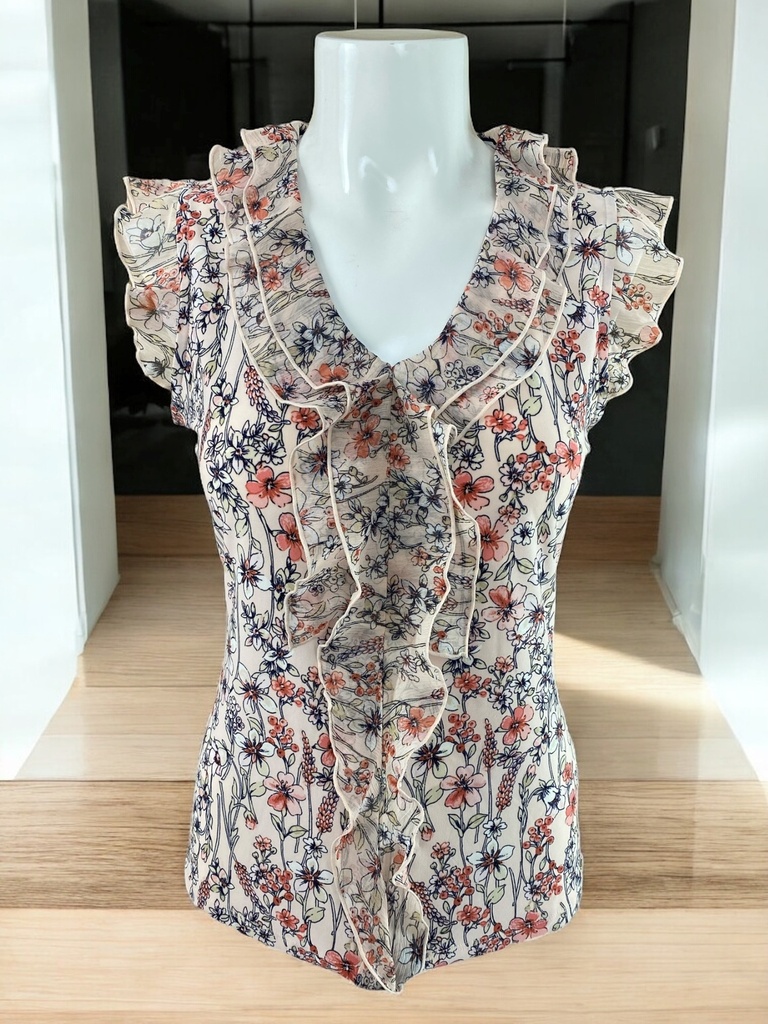 BLUSA ESTAMPADA FLORES CON OLANES
