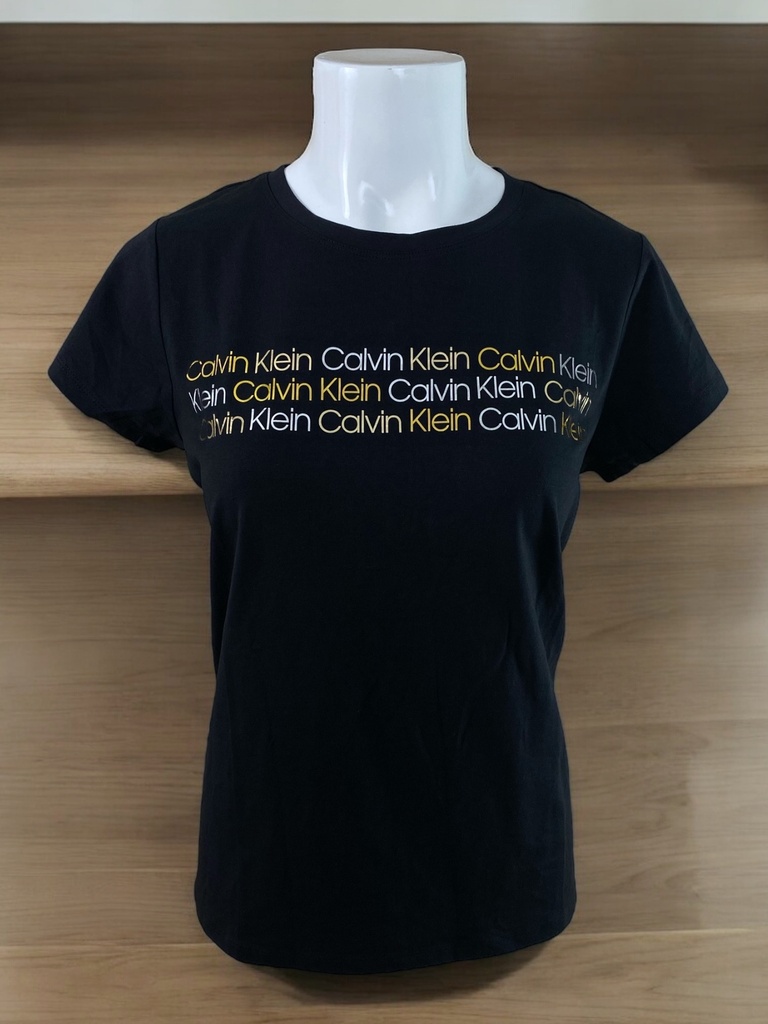 PLAYERA MARCA EN PLATEADO Y DORADO  AL FRENTE