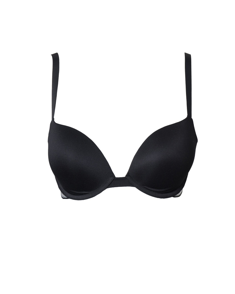 BRASSIERE NEGRO CON MARCA EN RESORTE PUSH UP PLUNGE