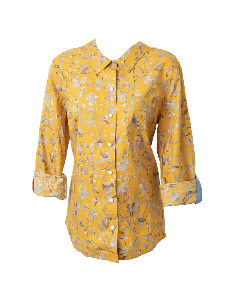 BLUSA ESTAMPADA HOJAS CAFÉ 