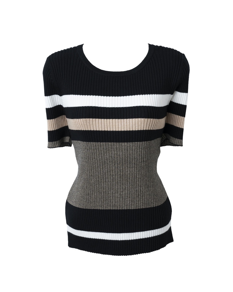 BLUSA RAYADA NEGRO BLANCO CAFÉ